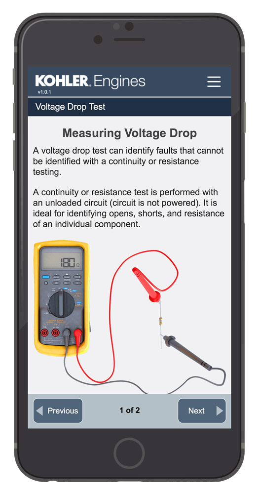 Kohler Mobile Application - Voltage Drop Test 3