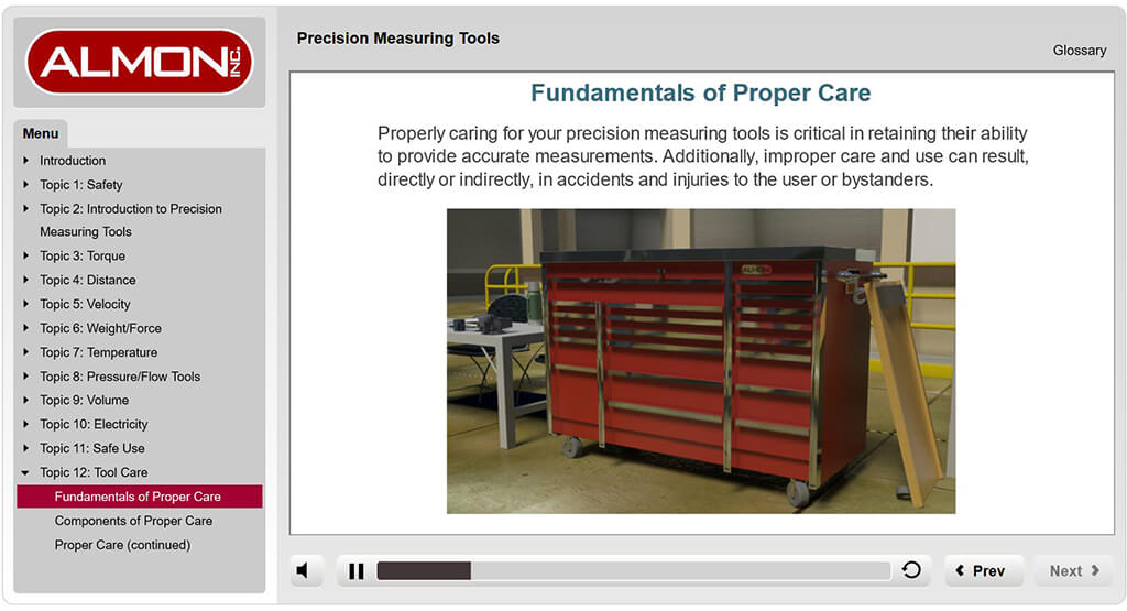 eLearning - Precision Measuring Tools - fundamentals of proper care