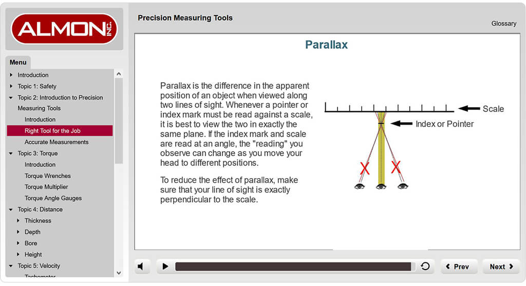 eLearning - Precision Measuring Tools - parallax