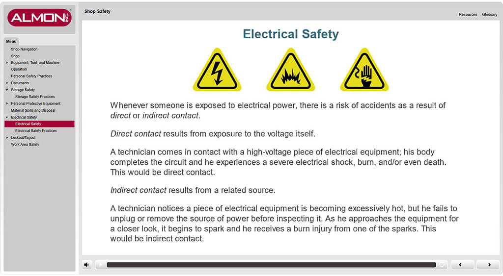 eLearning - Shop Safety - electrical safety