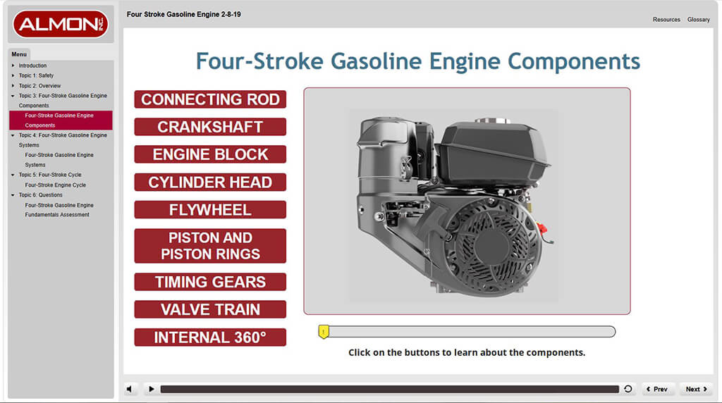 elearning - Four-Stroke gas engine Fundamentals - components